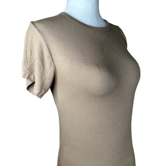 Eterne Fitted Crewneck Short Sleeve T-Shirt in Taupe Small New Womens Tee Top - Picture 9 of 13